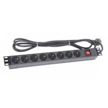 Блок розеток 1U, 8 розеток Schuko Eurolan 60A-61-01-08BL