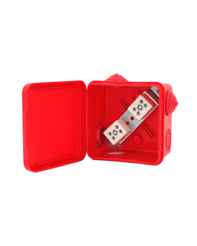 Коробка распределительная огнестойкая КРОПС-П3, IP54, габаритные размеры 80х80х50 мм, для кабелей сечением до 4 мм2, 4 клеммы КМ-Профиль (FRJB-KM-P3-4-04-КРОПС-IP54) в Санкт-Петербурге Распределительные коробки Pintop.ru