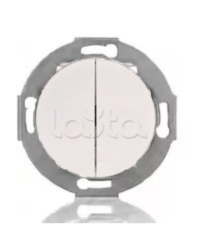 Выключатель двухклавишный Экопласт (схема 5) 10 A, 250 B (белый) Vintage в Санкт-Петербурге Розетки компьютерные и телефонные Pintop.ru