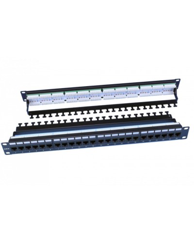 Патч-панель 19, 1U, 24 порта RJ-45, категория 6, Dual IDC, цвет черный Hyperline PP3-19-24-8P8C-C6-110D в Санкт-Петербурге Патч панель Pintop.ru