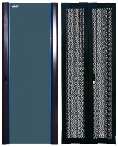 Комплект дверей 42U, 600 мм, черный, передняя - стекло, задняя - распашная перфорированна TWT TWT-CBB-DR42-6x-S-GP в Санкт-Петербурге Аксессуары для стоек и шкафов Pintop.ru