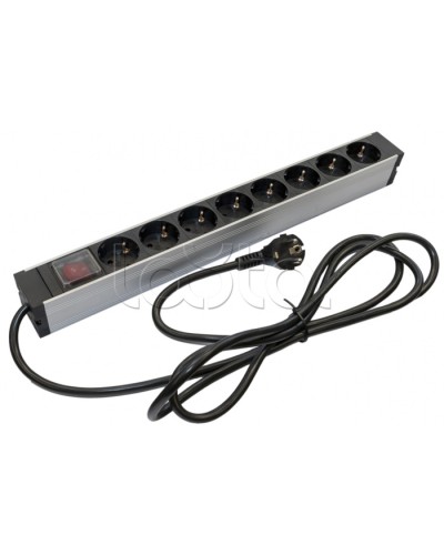 Блок розеток для 19 шкафов, горизонтальный Hyperline (SHZ19-8SH-S-2.5EU) в Санкт-Петербурге Блоки розеток Pintop.ru