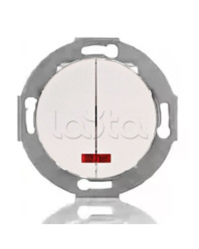 Выключатель двухклавишный Экопласт (схема 5L) с индикатором 10 A, 250 B (белый) Vintage в Санкт-Петербурге Розетки компьютерные и телефонные Pintop.ru