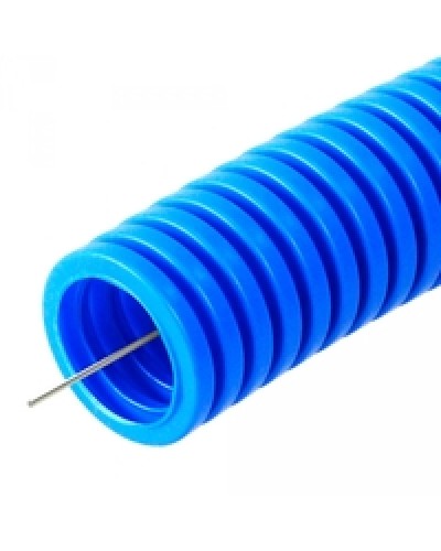 Труба гофрированная ПП тяжёлая 750 Н не распространяющая горение с/з синяя д32 (25м/1375м/ уп/пал) Промрукав PR02.0082 в Санкт-Петербурге Труба гофрированная Pintop.ru