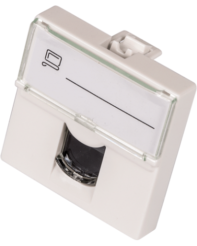 Вставка Mosaic 45x45, RJ-45 UTP, кат.6, со шторкой и увеличенным окном маркировки, белая LANMASTER LAN-SIP-23U6-WH в Санкт-Петербурге Аксессуары для кабель-канала Pintop.ru