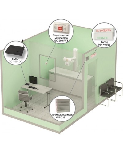 Комплект светового, звукового и голосового вызова посетителя в кабинет Hostcall MP-912W2 в Санкт-Петербурге Система оповещения и трансляции Hostcall Pintop.ru