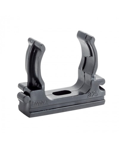 CF25G Держатель (клипса), без галогена, для труб D25мм, цвет чёрный (10шт) Экопласт (41725-10HF-BL) в Санкт-Петербурге Держатели, клипсы, скобы Pintop.ru