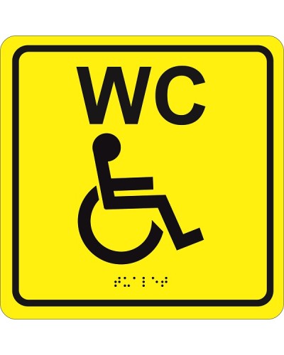Табличка тактильная Hostcall MP-010Y3Туалет для инвалидов (200x200мм) желтый в Санкт-Петербурге Система оповещения и трансляции Hostcall Pintop.ru