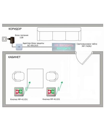 Радиокомплект светового и звукового вызова Hostcall MP-911W2 в Санкт-Петербурге Система оповещения и трансляции Hostcall Pintop.ru