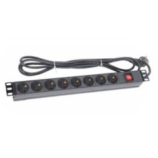 Блок розеток 1U, 8 розеток Schuko Eurolan 60A-61-01-08BL