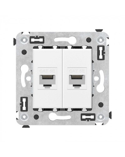 Компьютерная розетка RJ-45 без шторки в стену, кат.5е двойная, Avanti, Белое облако DKC 4400664 в Санкт-Петербурге Розетки компьютерные и телефонные Pintop.ru