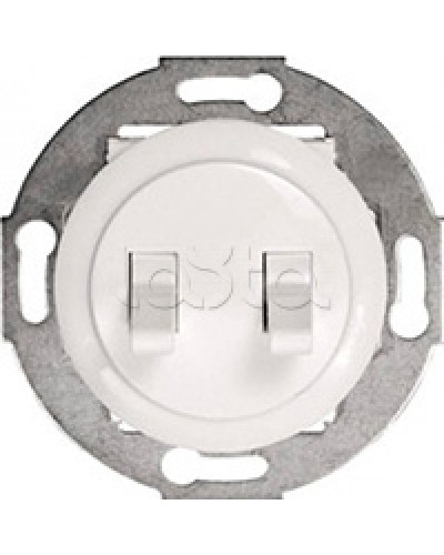 Экопласт Выключатель 2-рычажковый (схема 5) 10 A, 250 B (белый) Vintage в Санкт-Петербурге Розетки компьютерные и телефонные Pintop.ru