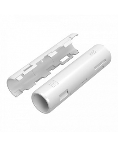 Муфта разборная d16 мм белая (100шт/1200шт уп/кор) Промрукав (PR13.0417) в Санкт-Петербурге Повороты, муфты, тройники Pintop.ru