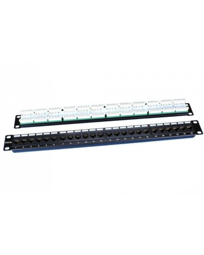 Патч-панель 19, 1U, 24 порта RJ-45, категория 5e, Dual IDC, ROHS, цвет черный Hyperline PP3-19-24-8P8C-C5E-110D в Санкт-Петербурге Патч панель Pintop.ru