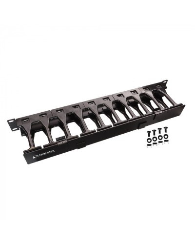 Кабельный органайзер 19 c пластиковыми пальцами глубиной 106 мм и крышкой, 1U LANMASTER (LAN-ORG-PF/S-1U) в Санкт-Петербурге Кабельные органайзеры Pintop.ru