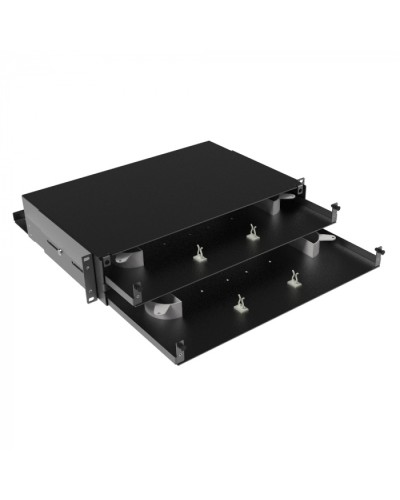 Оптическая полка выдвижная, без лицевой панели, неукомплектованная, 2U, черная DKC RNFPE2U48 в Санкт-Петербурге Полки для шкафов и стоек Pintop.ru