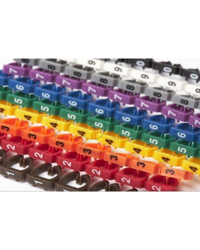 Маркеры (клипсы) на кабель, защелкивающиеся D 6-7мм, 0-9, 10 цветов (100 шт) Hyperline MA-67-R в Санкт-Петербурге Держатели, клипсы, скобы Pintop.ru