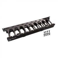 Кабельный органайзер 19" c пластиковыми пальцами глубиной 106 мм и крышкой, 2U LANMASTER (LAN-ORG-PF/S-2U)