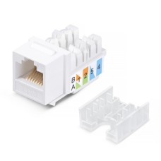 Вставка Keystone Jack RJ-45, категория 6, заделка тип 110, белая, со стяжкой Cabeus KJ-RJ45-Cat.6-90-SW