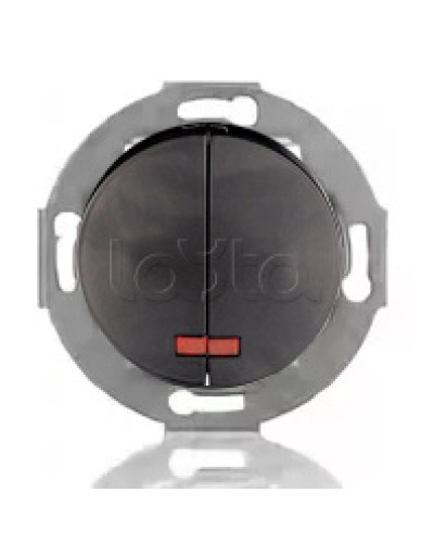 Выключатель двухклавишный Экопласт (схема 5L) с индикатором 10 A, 250 B (черный ) Vintage в Санкт-Петербурге Розетки компьютерные и телефонные Pintop.ru