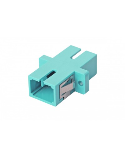 Оптический адаптер OM3, симплекс SC, с фланцами, бирюзовый Eurolan (36A-30-SC-02AQ) в Санкт-Петербурге Проходные адаптеры и розетки оптические Pintop.ru