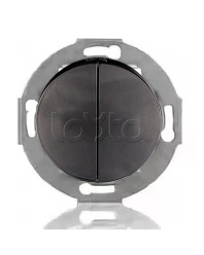 Выключатель двухклавишный Экопласт (схема 5) 10 A, 250 B (черный ) Vintage в Санкт-Петербурге Розетки компьютерные и телефонные Pintop.ru