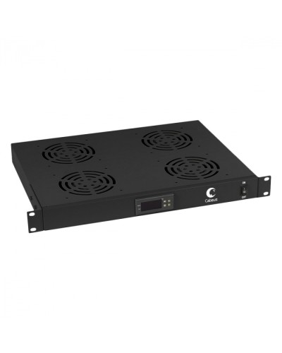 Панель вентиляционная с 4 вентиляторами с цифровым термодатчиком (черный) Cabeus JG03t-BK в Санкт-Петербурге Вентиляторные модули Pintop.ru