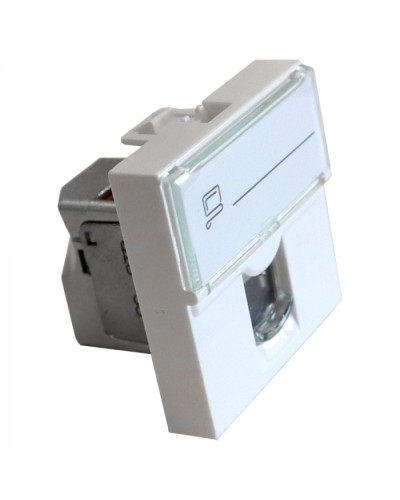 Вставка Mosaic 45x45, RJ-45 STP, кат.6, со шторкой и увеличенным окном маркировки, белая LANMASTER LAN-SIP-23S6-WH в Санкт-Петербурге Модули Keystone Pintop.ru