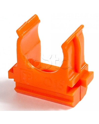 Крепёж-клипса для труб АБС-пластик оранжевая д40 в малой упаковке (10шт/300шт уп/кор) Промрукав (PR13.0116) в Санкт-Петербурге Держатели, клипсы, скобы Pintop.ru