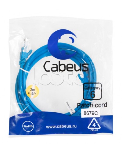 Патч-корд U/UTP Cabeus PC-UTP-RJ45-Cat.6-2m-BL-LSZH в Санкт-Петербурге Патчкорды (медные) Pintop.ru