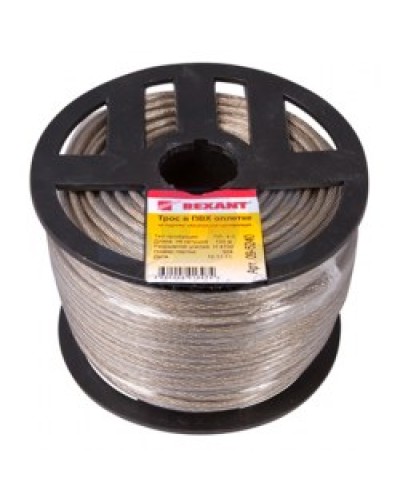 Трос стальной в ПВХ изоляции d4 мм (100 м) REXANT 09-5240 в Санкт-Петербурге Крепежные изделия Pintop.ru