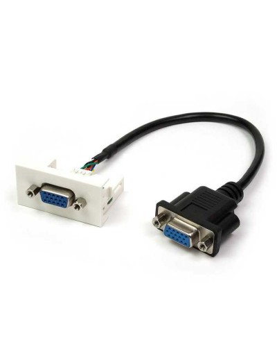 Вставка Mosaic 22.5x45 с адаптером VGA D-SUB HDB-15 мама, со шнуром 3 м мама, белая LANMASTER LAN-WA-LP-VGA-FF-3.0 в Санкт-Петербурге Коммутационные изделия Pintop.ru