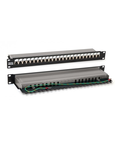 Патч-панель 19, 1U, 24 порта RJ-45 полн. экран., категория 6, Dual IDC, цвет черный Hyperline PP3-19-24-8P8C-C6-SH-110D в Санкт-Петербурге Патч панель Pintop.ru