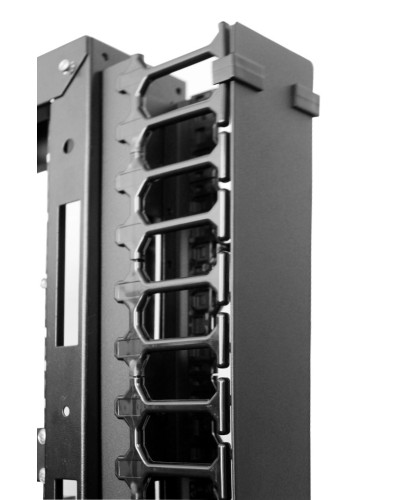 Вертикальный кабельный органайзер с пласт. пальцами для шкафов ШТК-СП-48.6.x, 2 компл ЦМО (ВКО-П-24/48U-9005) в Санкт-Петербурге Кабельные органайзеры Pintop.ru