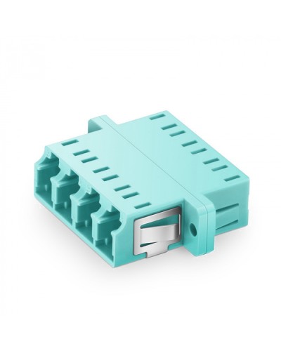 Оптический адаптер OM3, квадро LC, с фланцами, бирюзовый Eurolan (36A-30-4L-02AQ) в Санкт-Петербурге Проходные адаптеры и розетки оптические Pintop.ru