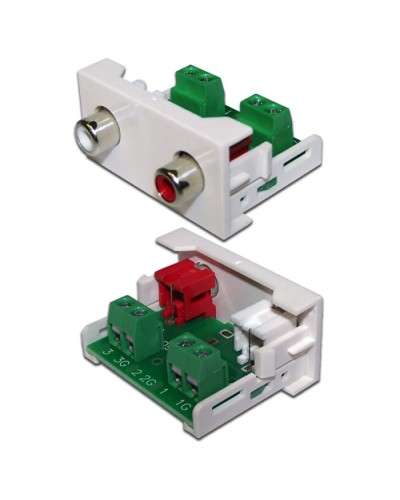 Вставка Mosaic 22.5x45 2xRCA Stereo Audio, белая LANMASTER (LAN-WA-LP-2RCA-WH) в Санкт-Петербурге Коннекторы и разъемы Pintop.ru