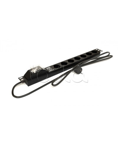 Блок розеток горизонтальный черн Hyperline (SHE19-7SH-BF-2.5EU) в Санкт-Петербурге Блоки розеток Pintop.ru