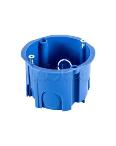 Коробка установочная для твер. стен D68x45 мм межцентр 71мм, IP20, без саморезов, цвет синий Экопласт (44662-1) в Санкт-Петербурге Распределительные коробки Pintop.ru