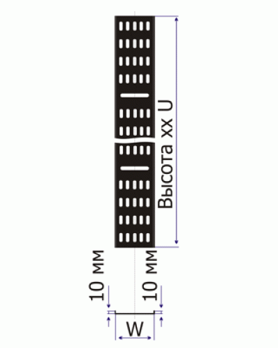 Лоток вертикальный кабельный для шкафов 18U, шириной 200 мм, черный TWT TWT-CB-CTR-18U-2 в Санкт-Петербурге Кабельные лотки Pintop.ru