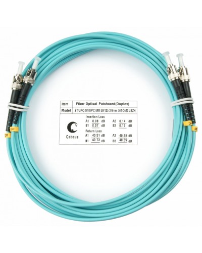 Шнур оптический duplex ST-ST 50/125 mm OM3 15м LSZH Cabeus FOP-50-ST-ST-15m в Санкт-Петербурге Патч-корды и пигтейлы Pintop.ru