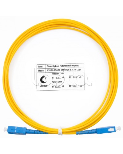 Патч-корд волоконно-оптический (шнур) SM 9/125 simplex SC-SC LSZH (3м) Cabeus FOP(s)-9-SC-SC-3m в Санкт-Петербурге Патч-корды оптические Pintop.ru