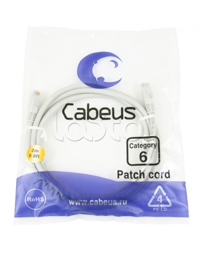 Шнур коммутационный 2xRJ-45/8P8C U/UTP кат.6 (1.5 м) Cabeus PC-UTP-RJ45-Cat.6-1.5m в Санкт-Петербурге Патчкорды (медные) Pintop.ru