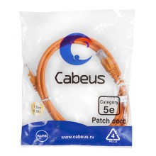 Патч-корд медный U/UTP кат.5е (1,5м) LSZH (оранжевый) Cabeus (PC-UTP-RJ45-Cat.5e-1.5m-OR-LSZH)