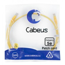 Патч-корд медный U/UTP кат.5е (1м) LSZH (желтый) Cabeus (PC-UTP-RJ45-Cat.5e-1m-YL-LSZH)