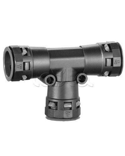 Тройник DN 36/36/36 мм, полиамид, цвет черный DKC PAT36N в Санкт-Петербурге Повороты, муфты, тройники Pintop.ru