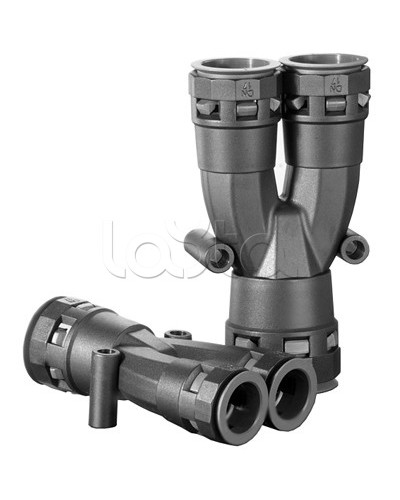 Разветвитель DN 1х17 + 2х12 мм, полиамид, цвет черный DKC PAY171212N в Санкт-Петербурге Повороты, муфты, тройники Pintop.ru