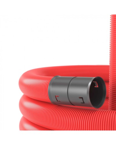 Двустенная труба ПНД гибкая для кабельной канализации д.40мм с протяжкой, SN18, 500Н, 50м, красный DKC 121940 в Санкт-Петербурге Труба гофрированная Pintop.ru