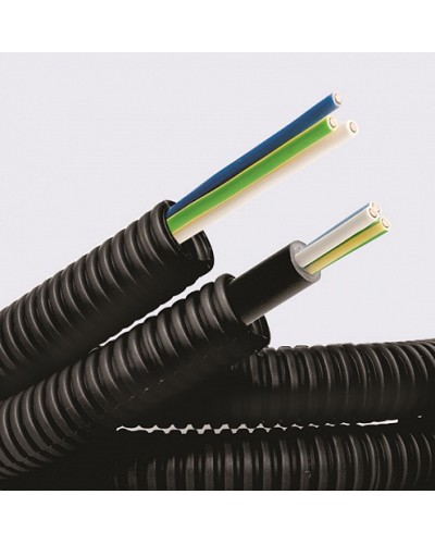 Электротруба ПНД гибкая гофр. д.16мм, цвет черный, с кабелем ВВГнг(А)-LS 3х2,5мм² РЭК ГОСТ+, 50м DKC 7S71650 в Санкт-Петербурге Труба гофрированная Pintop.ru