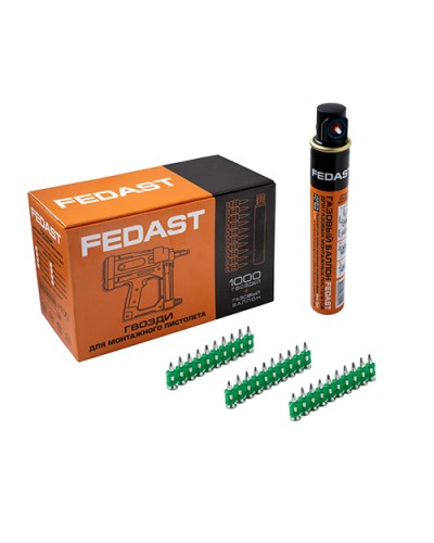 Гвозди 3.0*19 мм усиленные для монтажного пистолета в комплекте с газовым баллоном 165 мм FEDAST (fd3019egfc) в Санкт-Петербурге Крепеж: Дюбели, шурупы, саморезы Pintop.ru