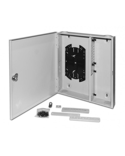 Бокс оптический универсальный настенный, от 8 до 32 портов (SC, duplex LC, ST, FC) Hyperline FO-WBX-4xSLT-W140H42-32UN-GY в Санкт-Петербурге Кросс оптический Pintop.ru